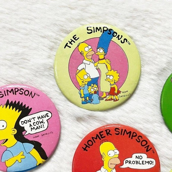 Set of 6 Vintage 1989 The Simpsons Pins - Picture 3 of 7